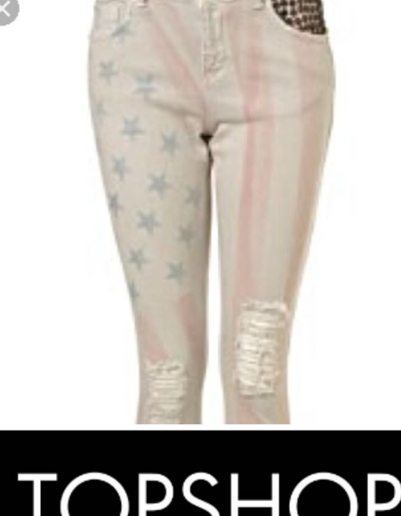 Topshop Denim - Topshop flag moto jeans 4th of July patriotic